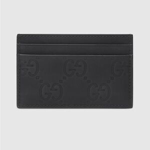 Gucci - GG rubber-effect card case, black, brand new with Authenticity included